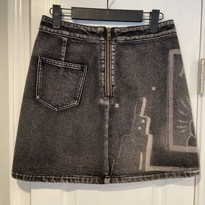 Astro Boy Size L Washed Black Denim Mini Skirt Graphic Zip Japanese Manga Anime